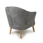 Grey Fabric Curved Wing Armed Chair with Wooden Legs - Home Furniture Interiors