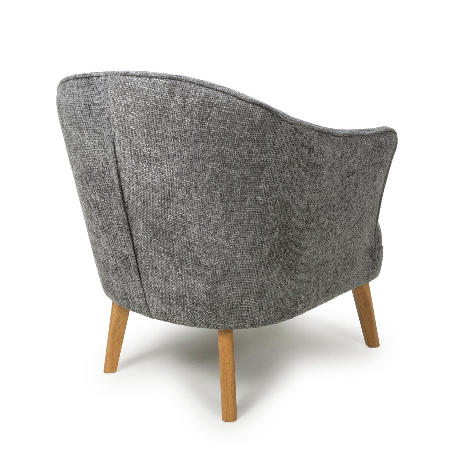 Grey Fabric Curved Wing Armed Chair with Wooden Legs - Home Furniture Interiors