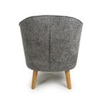 Grey Fabric Curved Wing Armed Chair with Wooden Legs - Home Furniture Interiors