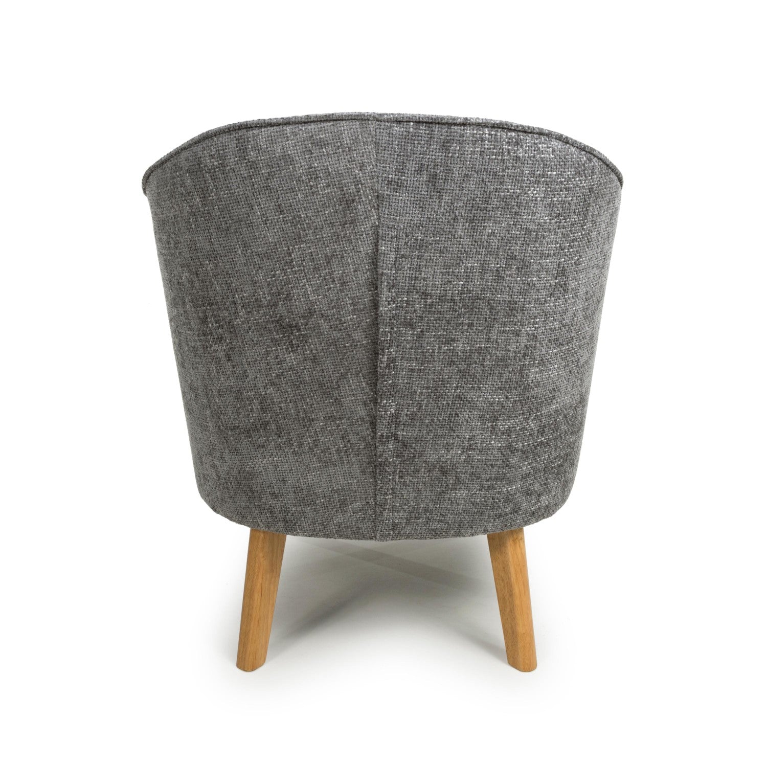 Grey Fabric Curved Wing Armed Chair with Wooden Legs - Home Furniture Interiors