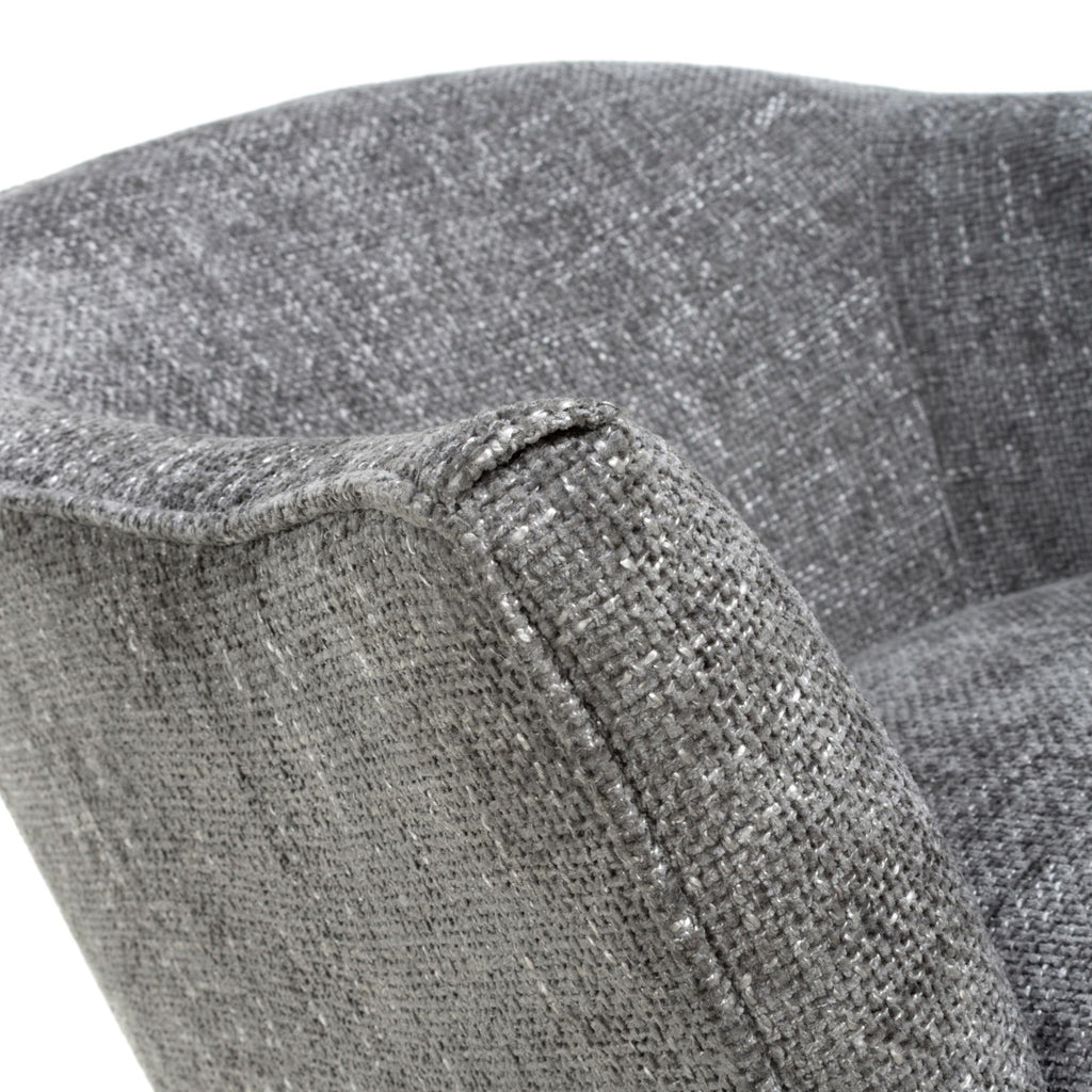 Grey Fabric Curved Wing Armed Chair with Wooden Legs - Home Furniture Interiors