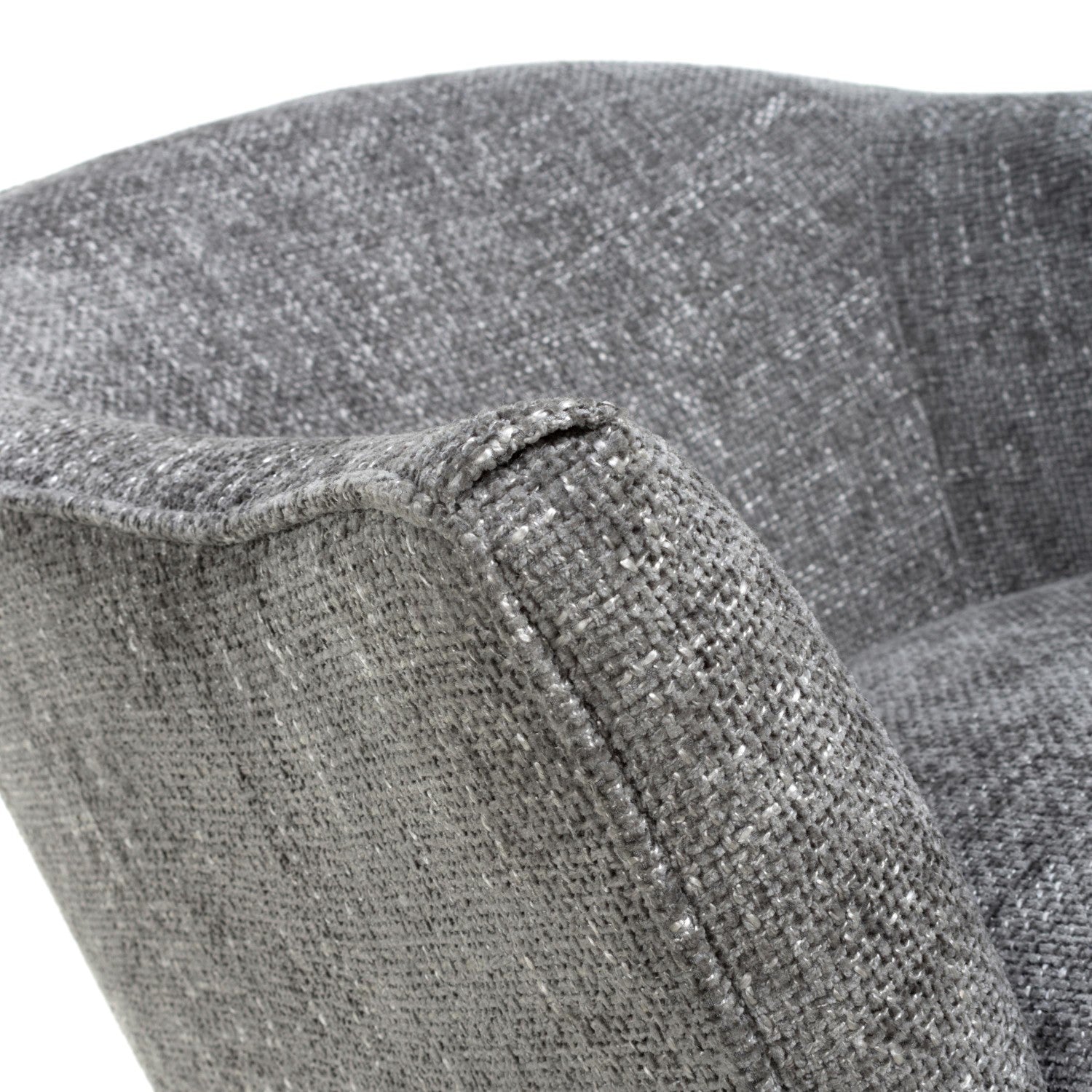 Grey Fabric Curved Wing Armed Chair with Wooden Legs - Home Furniture Interiors
