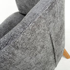 Grey Fabric Curved Wing Armed Chair with Wooden Legs - Home Furniture Interiors