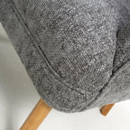 Grey Fabric Curved Wing Armed Chair with Wooden Legs - Home Furniture Interiors