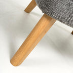 Grey Fabric Curved Wing Armed Chair with Wooden Legs - Home Furniture Interiors