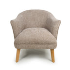 Natural Flax Fabric Curved Wing Armed Chair with Wooden Legs - Home Furniture Interiors