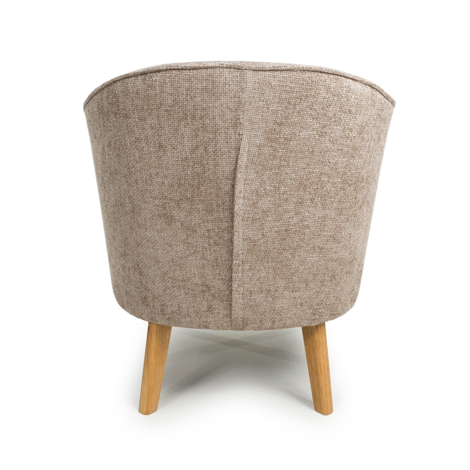 Natural Flax Fabric Curved Wing Armed Chair with Wooden Legs - Home Furniture Interiors