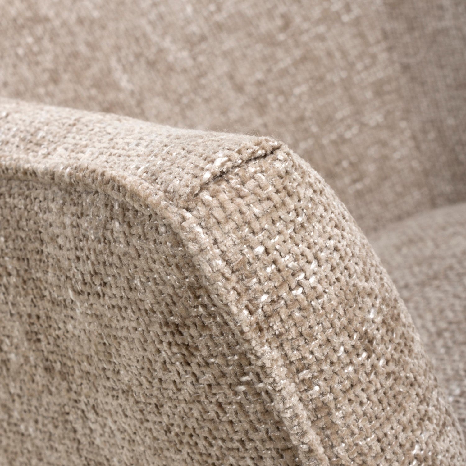 Natural Flax Fabric Curved Wing Armed Chair with Wooden Legs - Home Furniture Interiors