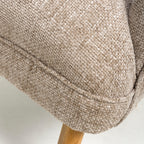Natural Flax Fabric Curved Wing Armed Chair with Wooden Legs - Home Furniture Interiors