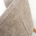 Natural Flax Fabric Curved Wing Armed Chair with Wooden Legs - Home Furniture Interiors
