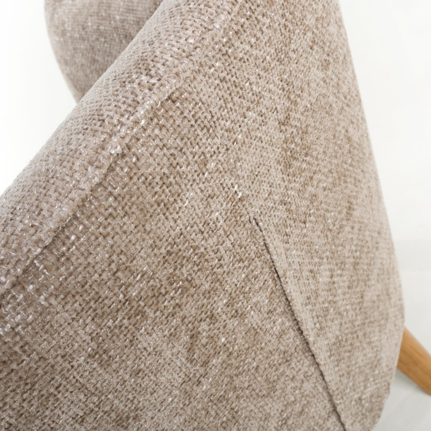 Natural Flax Fabric Curved Wing Armed Chair with Wooden Legs - Home Furniture Interiors