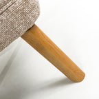 Natural Flax Fabric Curved Wing Armed Chair with Wooden Legs - Home Furniture Interiors