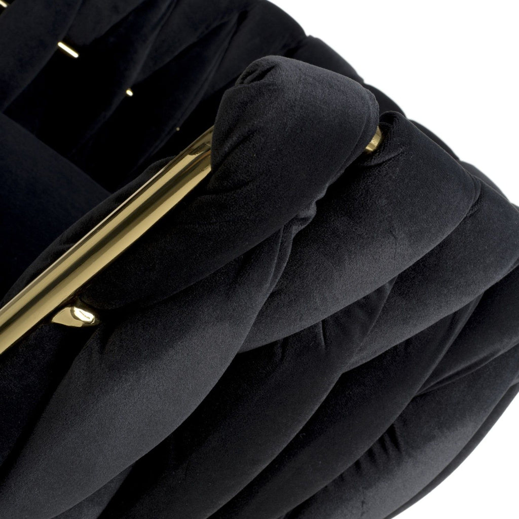 Black Velvet Fabric Adjustable Swivel Bar Stool Gold Legs - Home Furniture Interiors