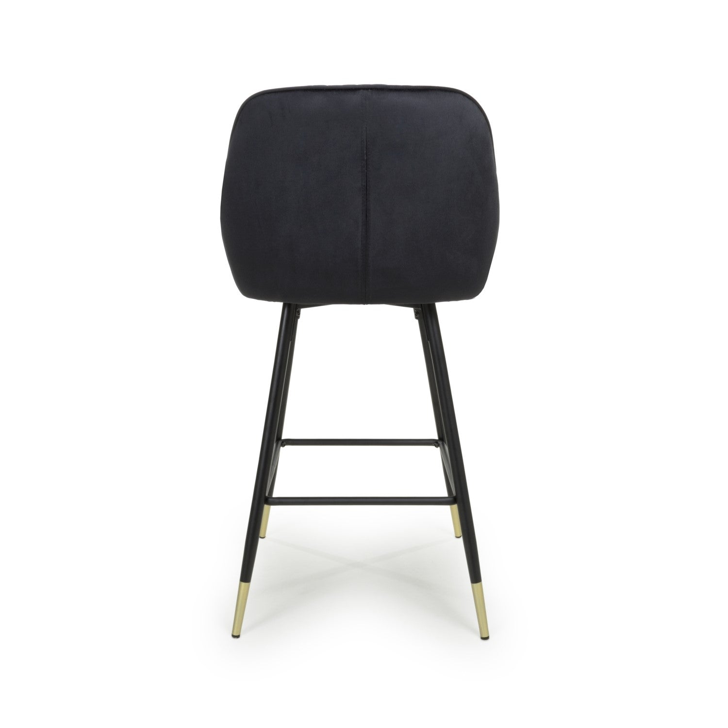 Black Velvet Fabric Bar Stool Black and Gold Metal Legs - Home Furniture Interiors