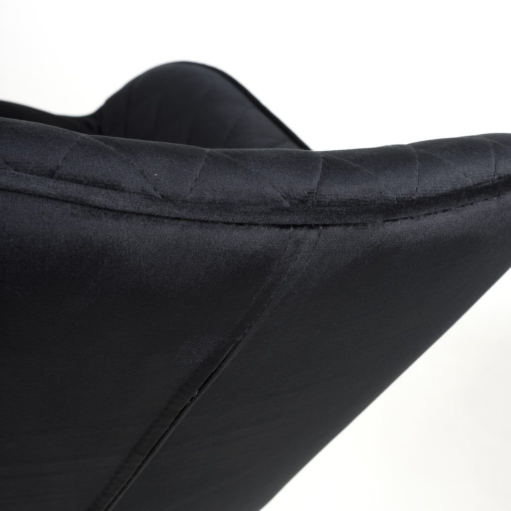 Black Velvet Fabric Bar Stool Black and Gold Metal Legs - Home Furniture Interiors