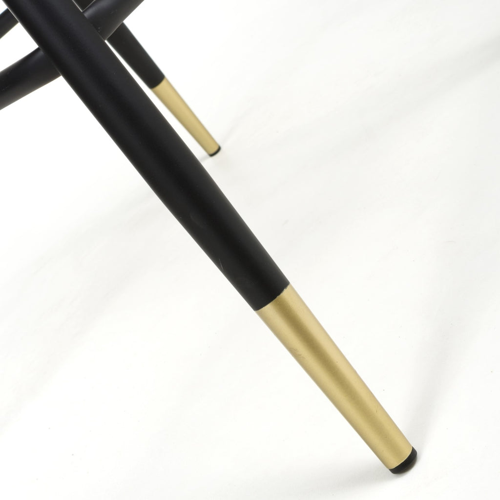 Black Velvet Fabric Bar Stool Black and Gold Metal Legs - Home Furniture Interiors