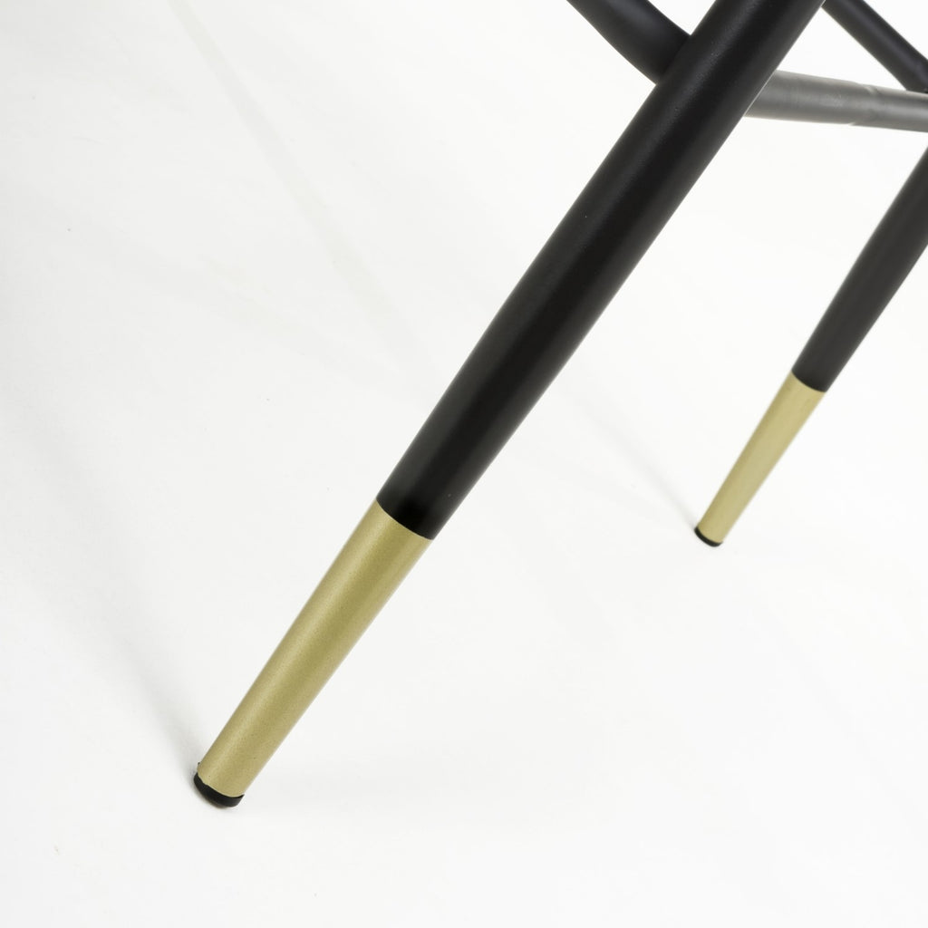 Black Velvet Fabric Bar Stool Black and Gold Metal Legs - Home Furniture Interiors