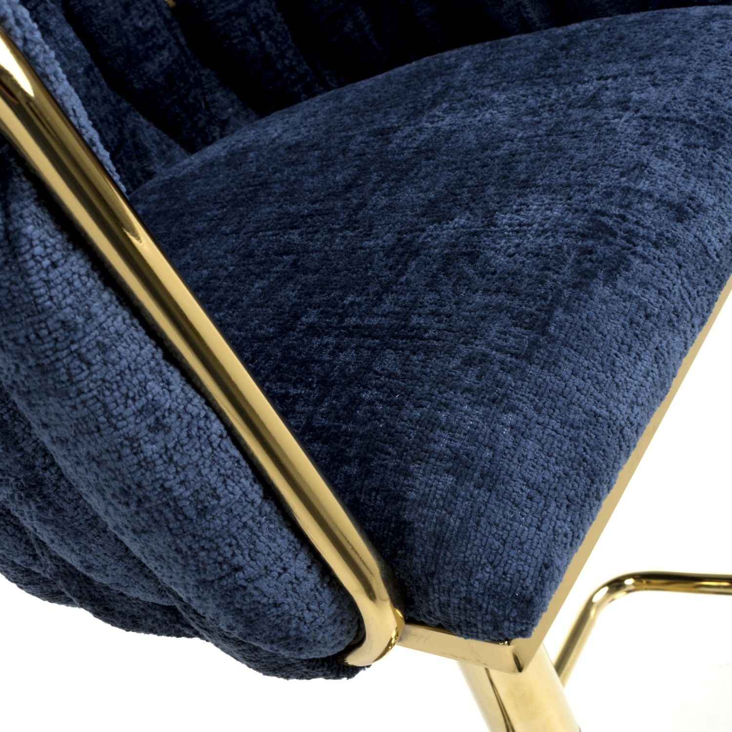 Blue Linen Fabric Adjustable Swivel Bar Stool Gold Legs - Home Furniture Interiors