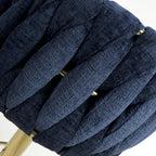 Blue Linen Fabric Adjustable Swivel Bar Stool Gold Legs - Home Furniture Interiors