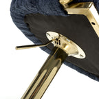 Blue Linen Fabric Adjustable Swivel Bar Stool Gold Legs - Home Furniture Interiors