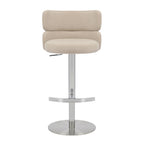 Brushed Velvet Cream Fabric Brushed Steel Bar Stool - Home Furniture Interiors