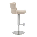 Brushed Velvet Cream Fabric Brushed Steel Bar Stool - Home Furniture Interiors