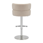 Brushed Velvet Cream Fabric Brushed Steel Bar Stool - Home Furniture Interiors