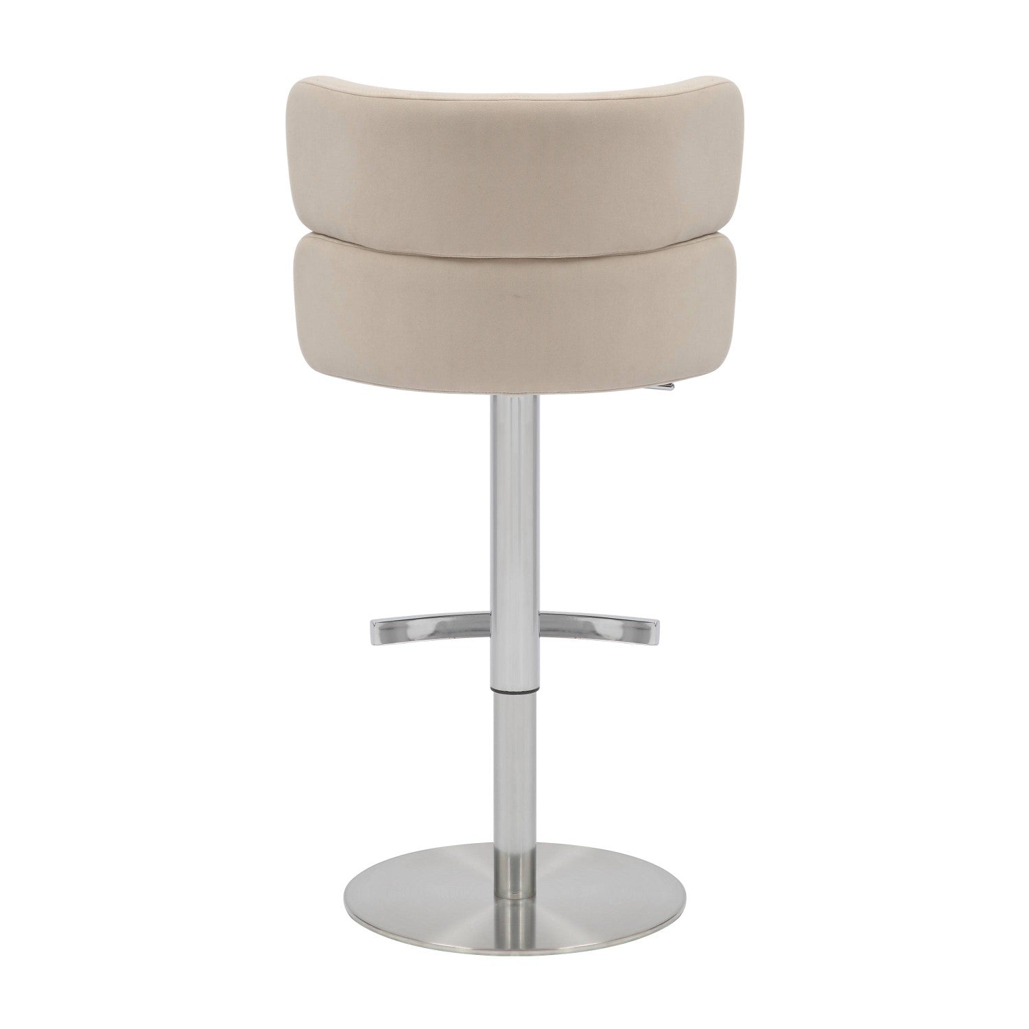 Brushed Velvet Cream Fabric Brushed Steel Bar Stool - Home Furniture Interiors