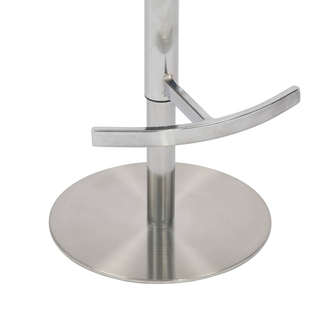Brushed Velvet Cream Fabric Brushed Steel Bar Stool - Home Furniture Interiors