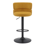 Brushed Velvet Fabric Mustard Yellow and Black Bar Stool - Home Furniture Interiors