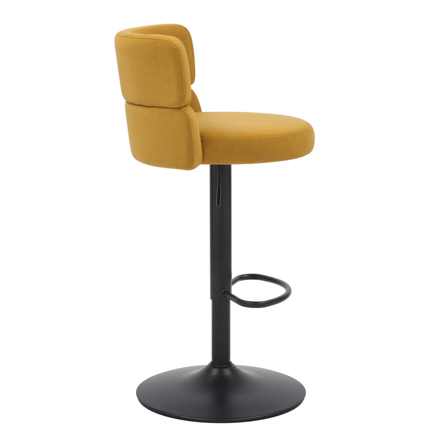 Brushed Velvet Fabric Mustard Yellow and Black Bar Stool - Home Furniture Interiors