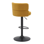 Brushed Velvet Fabric Mustard Yellow and Black Bar Stool - Home Furniture Interiors