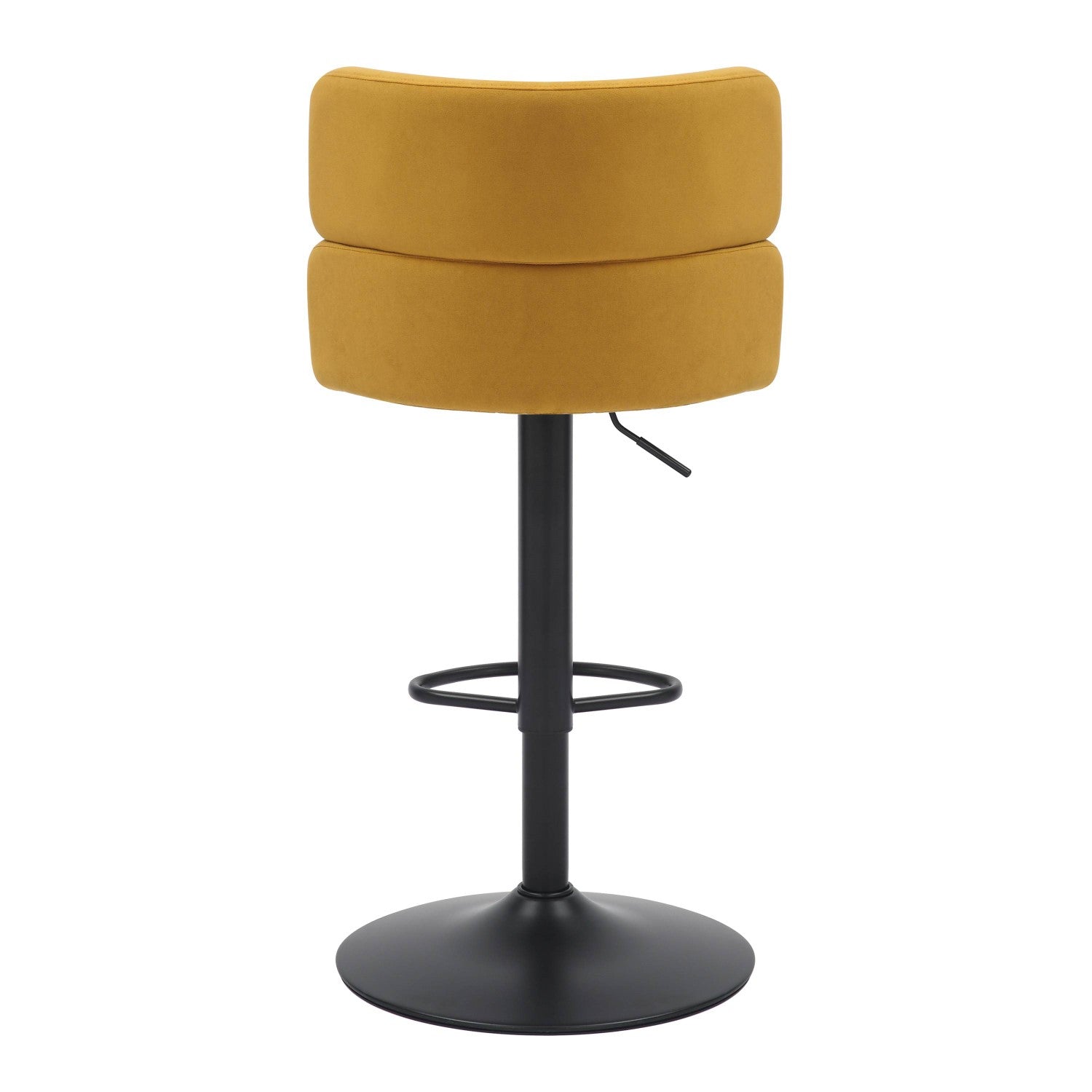 Brushed Velvet Fabric Mustard Yellow and Black Bar Stool - Home Furniture Interiors
