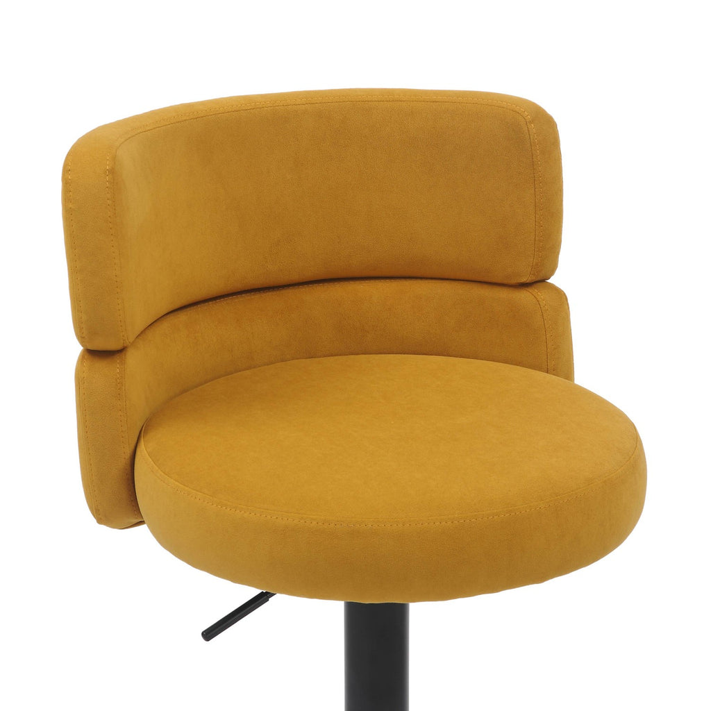 Brushed Velvet Fabric Mustard Yellow and Black Bar Stool - Home Furniture Interiors