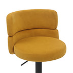 Brushed Velvet Fabric Mustard Yellow and Black Bar Stool - Home Furniture Interiors