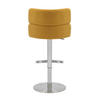 Brushed Velvet Mustard Yellow Fabric Brushed Steel Bar Stool - Home Furniture Interiors