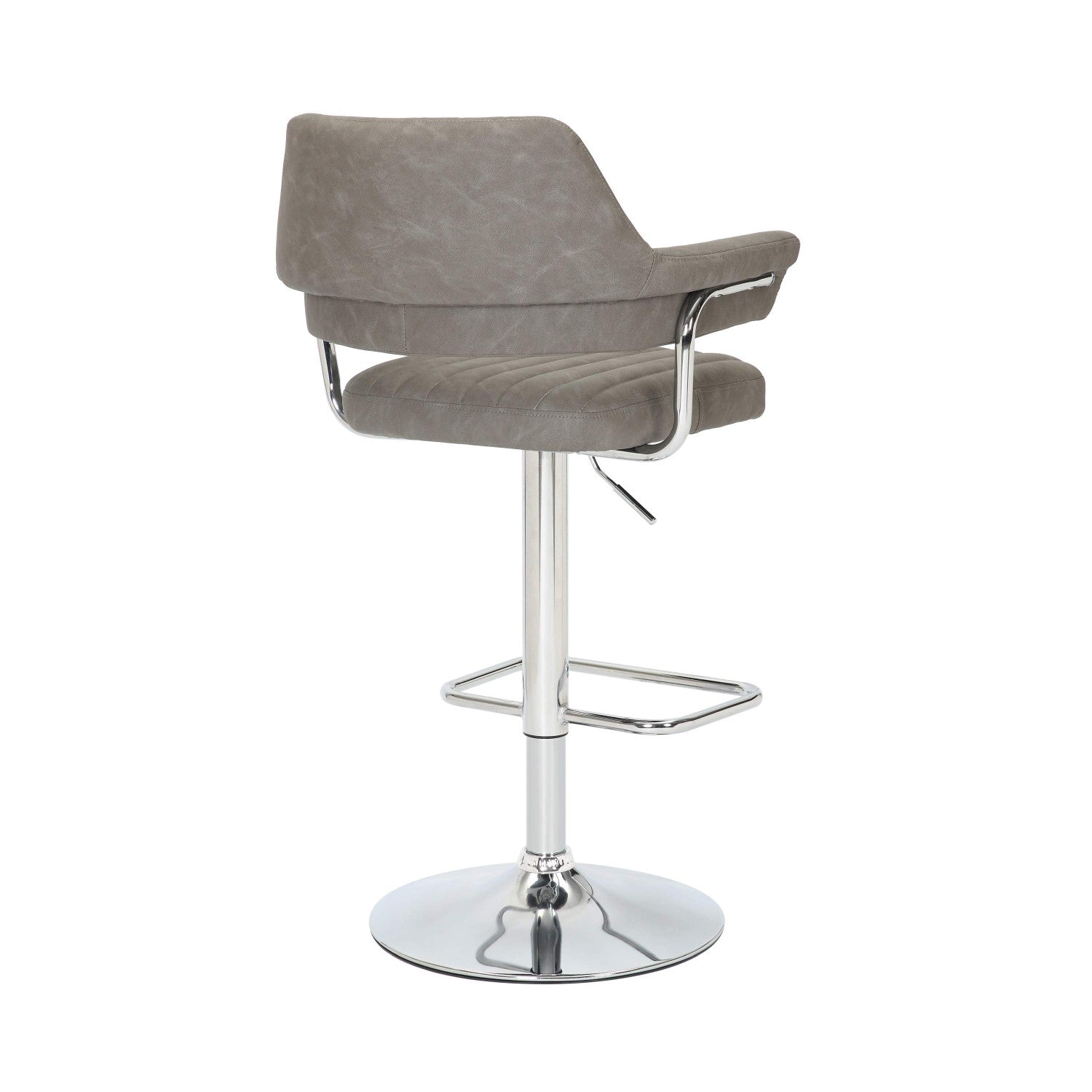 Charcoal Leather Effect Swivel Adjustable Bar Stool - Home Furniture Interiors