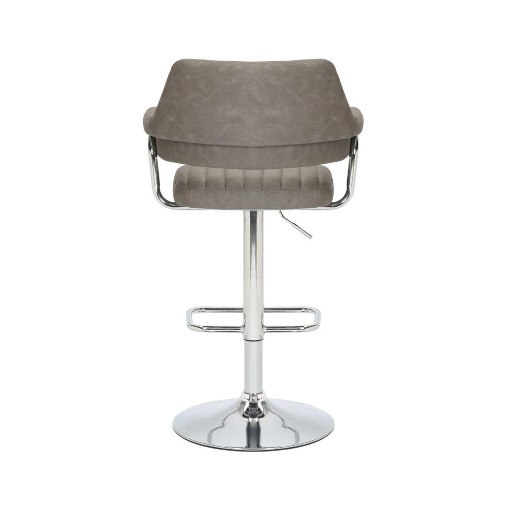 Charcoal Leather Effect Swivel Adjustable Bar Stool - Home Furniture Interiors