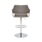 Charcoal Leather Effect Swivel Adjustable Bar Stool - Home Furniture Interiors