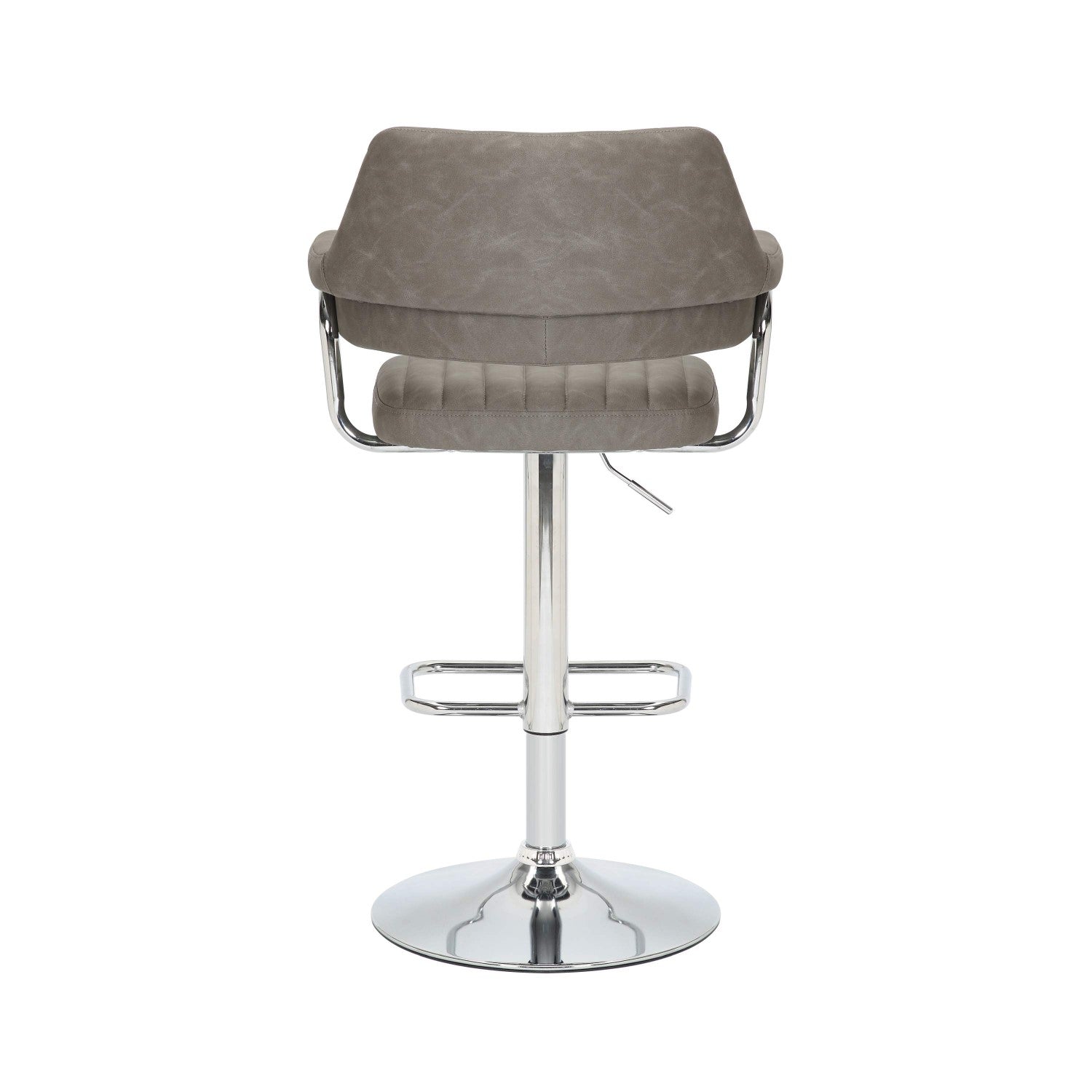 Charcoal Leather Effect Swivel Adjustable Bar Stool - Home Furniture Interiors