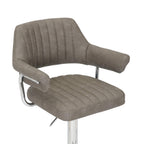 Charcoal Leather Effect Swivel Adjustable Bar Stool - Home Furniture Interiors