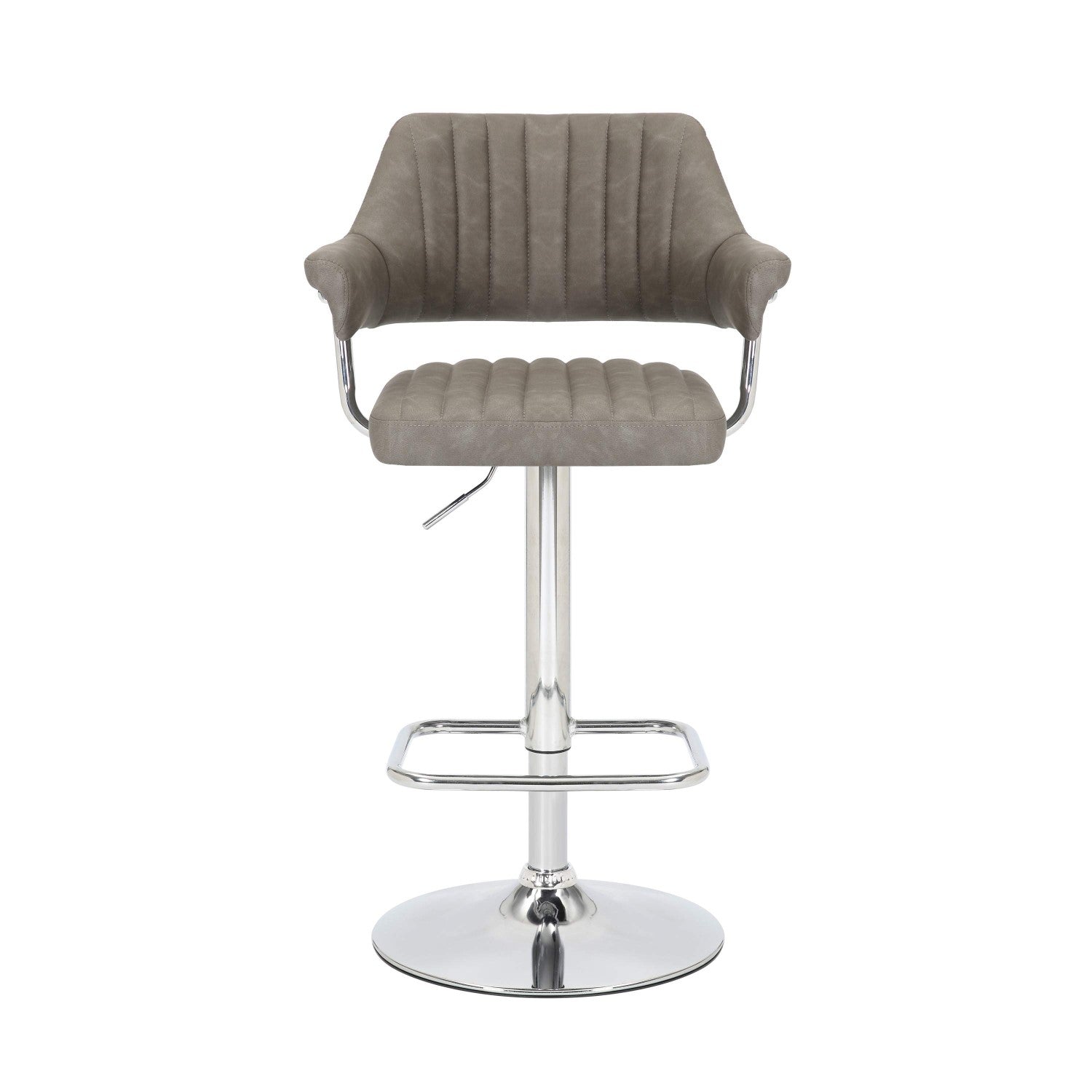 Charcoal Leather Effect Swivel Adjustable Bar Stool - Home Furniture Interiors