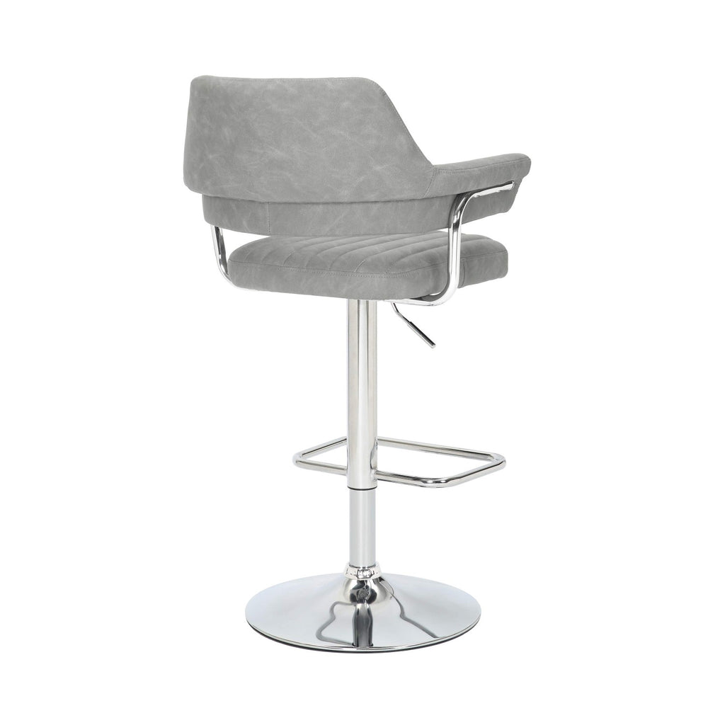 Cortez Leather Effect Light Grey Bar Stool - Home Furniture Interiors