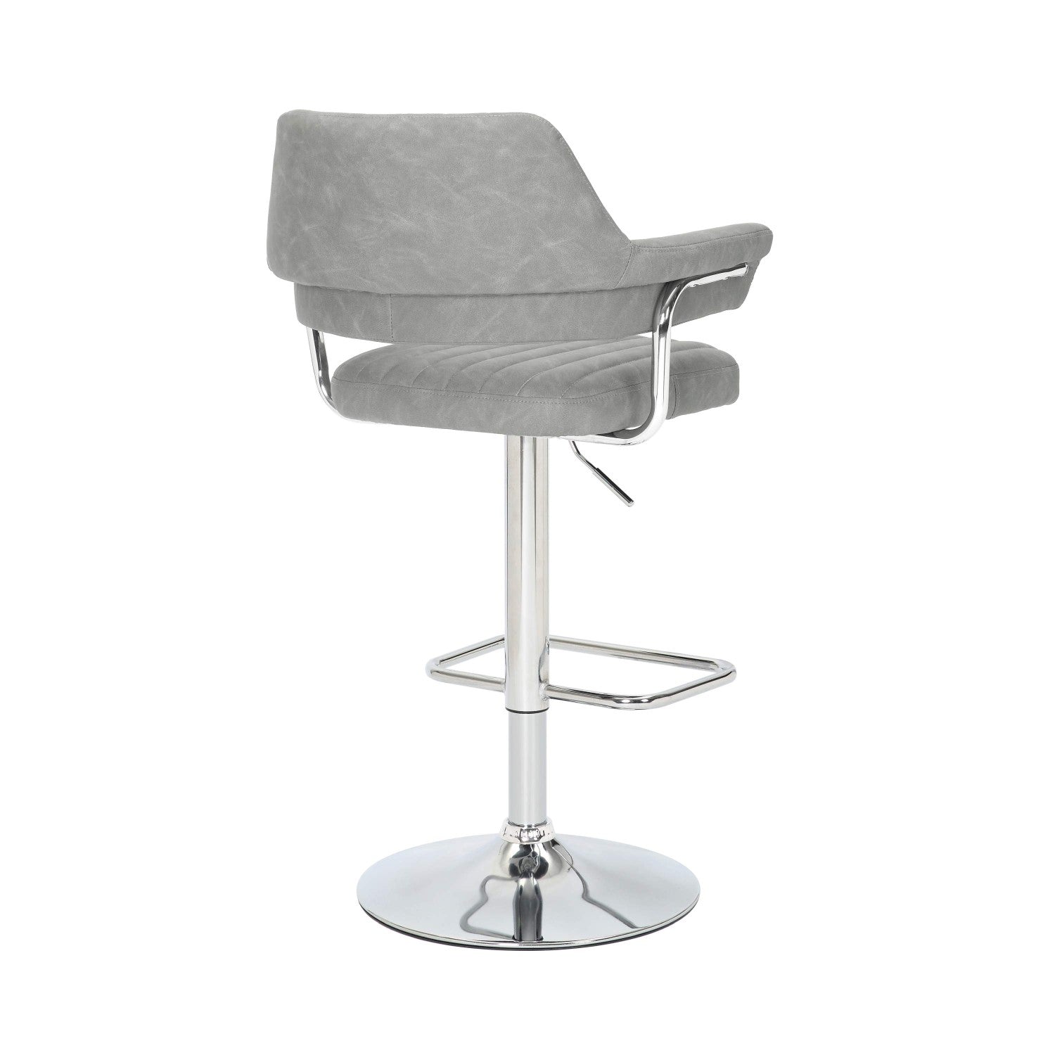 Cortez Leather Effect Light Grey Bar Stool - Home Furniture Interiors
