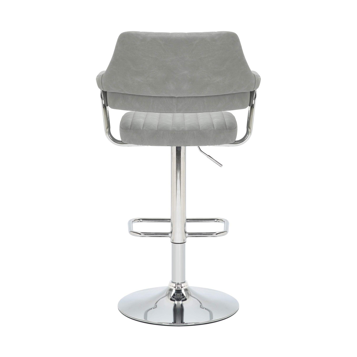 Cortez Leather Effect Light Grey Bar Stool - Home Furniture Interiors