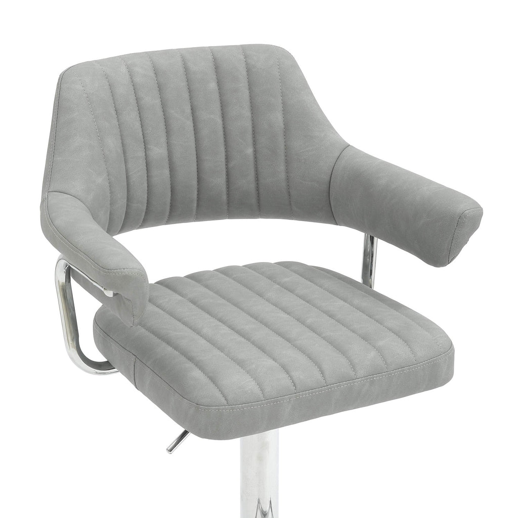 Cortez Leather Effect Light Grey Bar Stool - Home Furniture Interiors
