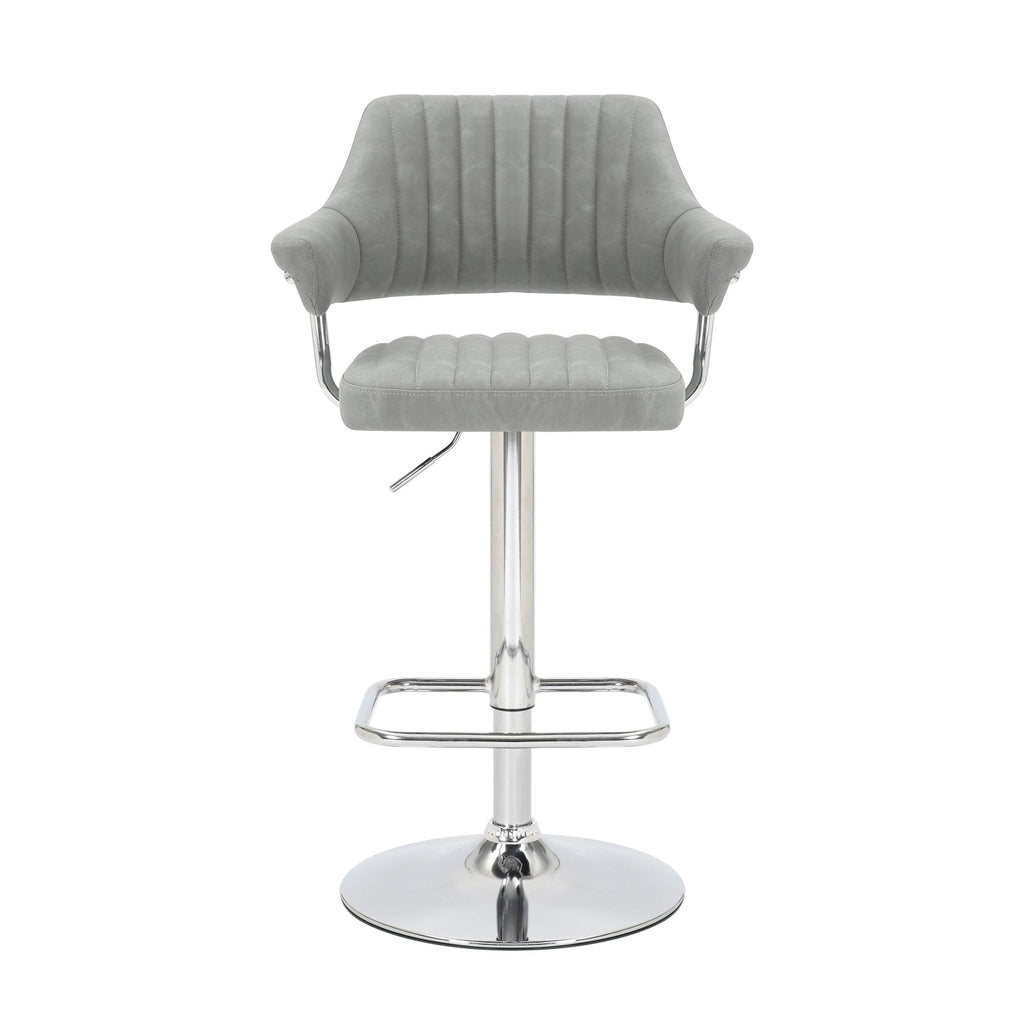 Cortez Leather Effect Light Grey Bar Stool - Home Furniture Interiors