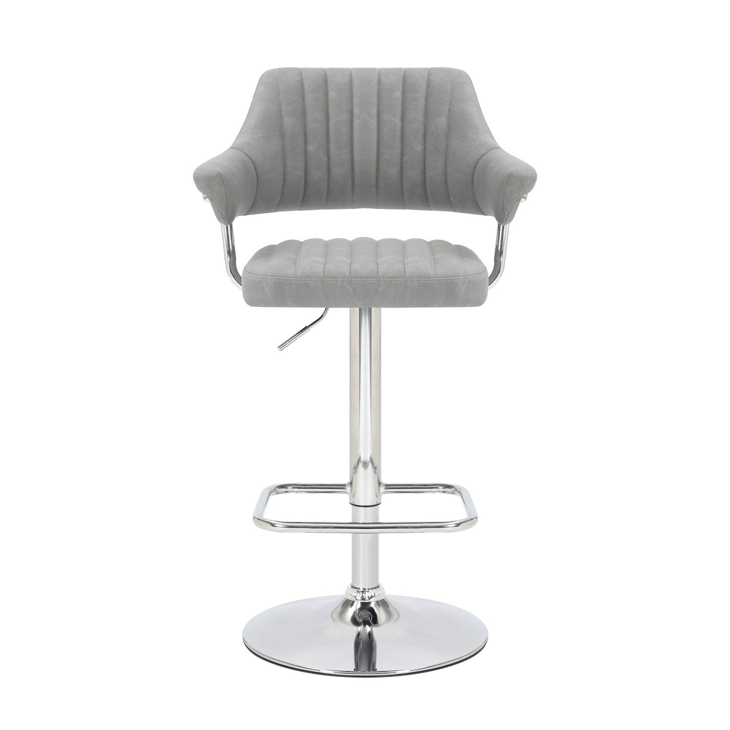 Cortez Leather Effect Light Grey Bar Stool - Home Furniture Interiors