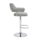 Cortez Leather Effect Light Grey Bar Stool - Home Furniture Interiors