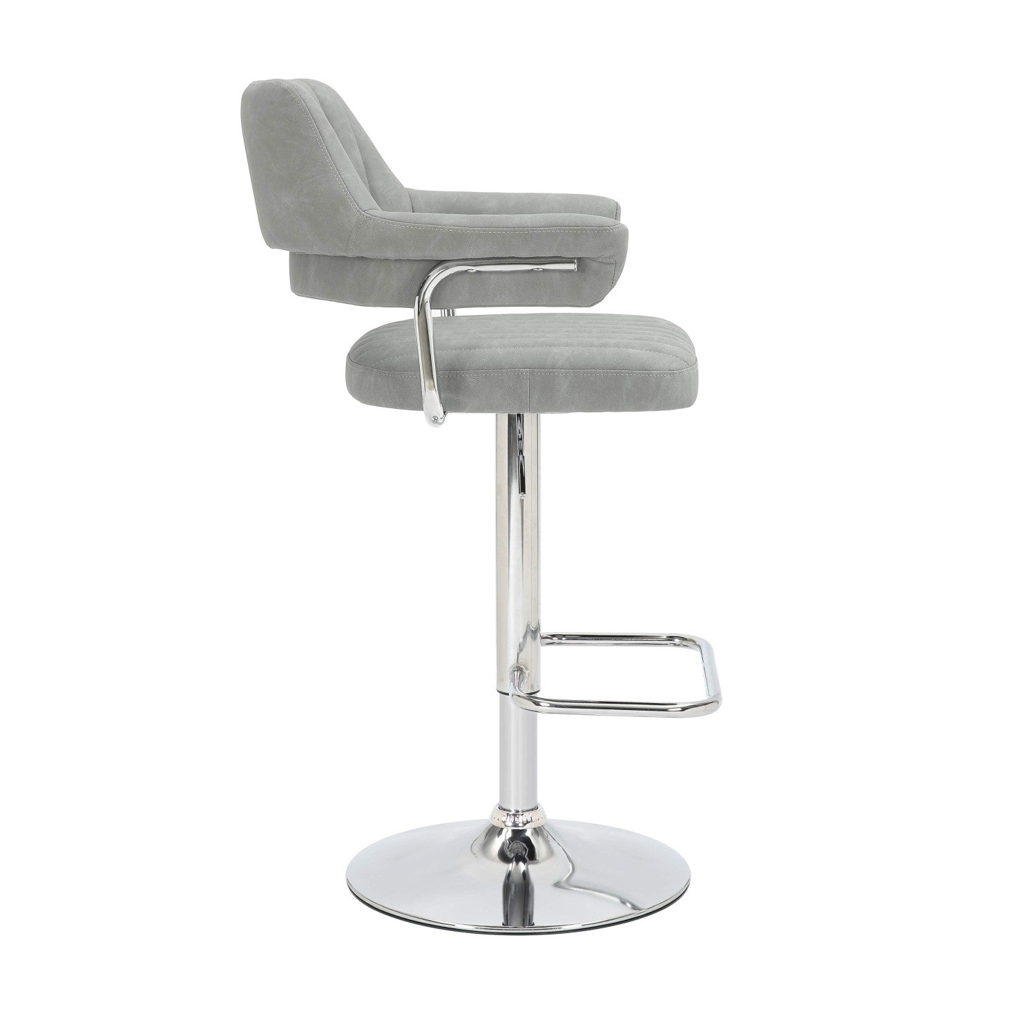 Cortez Leather Effect Light Grey Bar Stool - Home Furniture Interiors